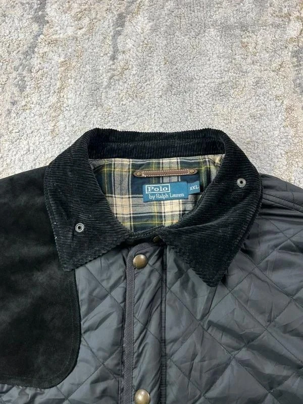 Vintage 90's Polo by Ralph Lauren Men’s Black Grey Padding Quilted Hunting Jacket – photo 3